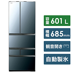 中古】〔展示品〕 GR-R600FZ-XK 冷蔵庫 クリアミラー [6ドア／観音開き 