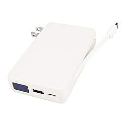 Owltech(�I�E���e�b�N) ���o�C���o�b�e���[ AC�t�� 5000mAh ���ő̓d�r�̗p USB Type-C�P�[�u����̌^ �f�W�^���\������ PD45W�Ή�  �z���C�g OWL-LPBAC5003-WH �mUSB Power Delivery�Ή� /3�|�[�g�n