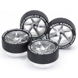 【ミニ四駆】ミニ四駆限定販売商品 フルカウルミニ四駆25周年記念 スーパーハードタイヤ＆マットクロムメッキホイール（スパイラル）
