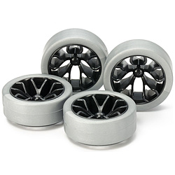 【ミニ四駆】ミニ四駆特別企画 ハードローハイトタイヤ（シルバー）＆カーボン強化ホイール（Yスポーク）