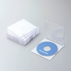 CD／DVD／Blu-ray対応収納スリムケース　（1枚収納×10セット・ホワイト）　CCD-JSCS10WH