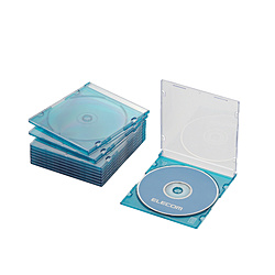 CD／DVD／Blu-ray対応収納スリムケース　（1枚収納×10セット・クリアブルー）　CCD-JSCS10CBU