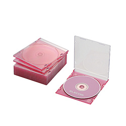 CD／DVD／Blu-ray対応収納スリムケース　（1枚収納×10セット・クリアピンク）　CCD-JSCS10CPN