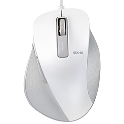 有線マウス［BlueLED・USB 1.5m・Mac／Win／PS5対応]　EX-G M-XGL10UBシリーズ Lサイズ（5ボタン・ホワイト）　M-XGL10UBWH [ブルーLED方式]