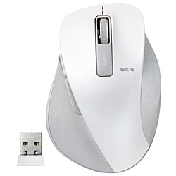 ワイヤレスマウス［BlueLED・2.4GHz USB・Mac／Win］　EX-G M-XGS10DBシリーズ Sサイズ（5ボタン・ホワイト）　M-XGS10DBWH [無線マウス・ブルーLED方式]