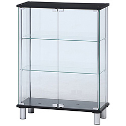 3段玻璃陈列柜的宽大的黑色(高95cm)[852]