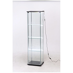 ガラスコレクションケース 4段 LED ブラック（高さ162cm） 【852】