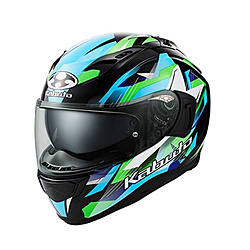 587390 フルフェイスヘルメット KAMUI 3 STARS ブラックグリーン XL