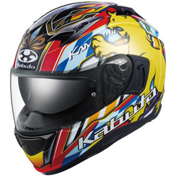 596941 フルフェイス KAMUI 3 LEO レッドイエロー Lサイズ (頭周のめやす：59-60cm)