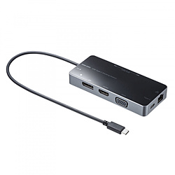 ［USB-C オス→メス HDMI / VGA / DisplayPort / LAN / USB-Aｘ2 / USB-Cｘ2] USB PD対応 100W ドッキングステーション  ブラック USB-DKM2BK ［USB Power Delivery対応］