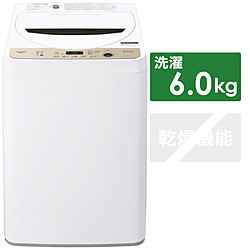SHARP(シャープ) 全自動洗濯機  ブラウン系 ES-GE6F-T ［洗濯6.0kg /簡易乾燥(送風機能) /上開き］