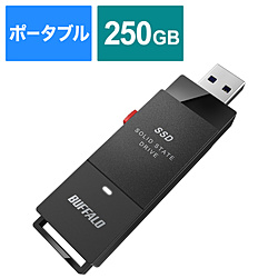 SSD-PUT250U3-BKC 外付けSSD USB-A接続 (PC・TV両対応、PS5対応) ブラック ［250GB /ポータブル型］