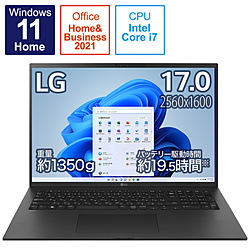 ノートパソコン gram オブシディアンブラック 17Z90Q-KA78J1 ［17.0型 /Windows11 Home /intel Core i7 /メモリ：16GB /SSD：1TB /Office HomeandBusiness /日本語版キーボード /2022年夏モデル］