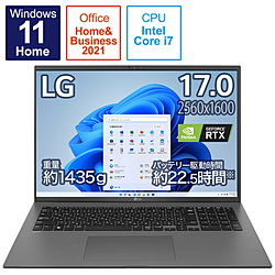 ノートパソコン gram チャコールグレー 17Z90Q-AA79J1 ［17.0型 /Windows11 Home /intel Core i7 /メモリ：16GB /SSD：1TB /Office HomeandBusiness /日本語版キーボード /2022年夏モデル］