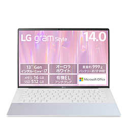 ノートパソコン LG gram オーロラホワイト 14Z90RS-KA74J1 ［14.0型 /Windows11 Home /intel Core i7 /メモリ：16GB /SSD：512GB /Office HomeandBusiness /日本語版キーボード /2023年4月モデル］