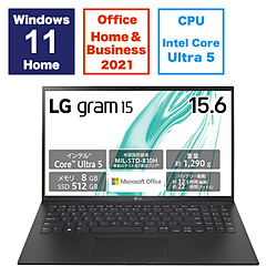 LG(Ｌ Ｇ)笔记本电脑LG gram 15Z90S-MR54J2[15.6型/Windows11 Home/intel Core Ultra 5/存储器:8GB/SSD:512GB/Office HomeandBusiness/英语版键盘/2024一年01月型号]