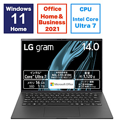 ノートパソコン LG gram  14Z90S-MA78J2 ［14.0型 /Windows11 Home /intel Core Ultra 7 /メモリ：16GB /SSD：1TB /Office HomeandBusiness /日本語版キーボード /2024年01月モデル］