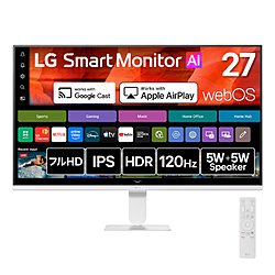 LG(�G���W�[) PC���j�^�[ LG Smart Monitor AI �z���C�g 27U511SB-W �m27�^ /�t��HD(1920×1080) /���C�h /120Hz�n