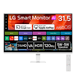 LG(�G���W�[) PC���j�^�[ LG Smart Monitor AI �z���C�g 32U501SB-W �m31.5�^ /�t��HD(1920×1080) /���C�h /120Hz�n