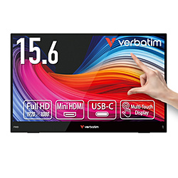 VERBATIMJAPAN USB-C�ڑ� ���o�C�����j�^�[ (�^�b�`�p�l��) �u���b�N PMLT-15 V1 �m15.6�^ /�t��HD(1920×1080) /���C�h /60Hz�n