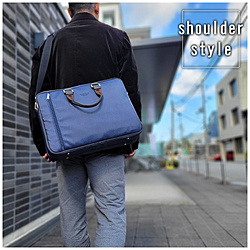 デニム調シリーズ ブリーフケース（撥水） BRELIOUS（ブレリアス） 紺