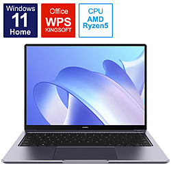 ノートパソコン MateBook 14 AMD スペースグレー KLVLWUHR8CNCWCUA ［14.0型 /Windows11 Home /AMD Ryzen 5 /メモリ：8GB /SSD：512GB /WPS Office /日本語版キーボード /2022年5月モデル］