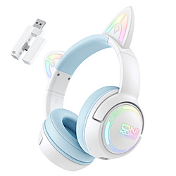ONIKUMAGAMING GT838HB �Q�[�~���O�w�b�h�Z�b�g �uGT838 �l�R�~�~�v �z���C�g/�u���[ �m���C�����X�iBluetooth/USB-C�{USB-A�j�{�L�� /���� /�w�b�h�o���h�^�C�v�n