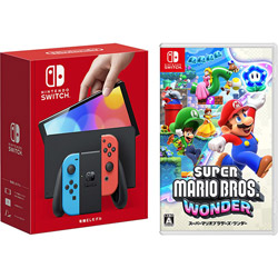 【同時購入セット】Nintendo Switch（有機ELモデル） Joy-Con(L) ネオンブルー/(R) ネオンレッド+スーパーマリオブラザーズ ワンダー セット