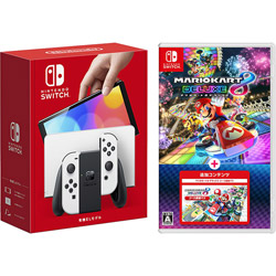 【同時購入セット】Nintendo Switch（有機ELモデル） Joy-Con(L)/(R) ホワイト+マリオカート８ デラックス ＋ コース追加パス セット