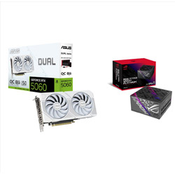  �O���t�B�b�N�{�[�h DUAL-RTX5060-O8G-WHITE+PC�d�� ROG STRIX 1200W Platinum