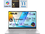 笔记本电脑Vivobook S 15冷感银S5507QA-HA321W[15.6型/Windows11 Home/Snapdragon X Elite/存储器:32GB/SSD:1TB]
