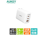 AUKEY�i�I�[�L�[�j USB�[�d�� Omnia II Mix 65W �mUSB-A 1�|�[�g/USB-C 2�|�[�g�n AUKEY�i�I�[�L�[�j �z���C�g PA-B3T-WT �m3�|�[�g /USB Power Delivery�Ή� /GaN(�����K���E��) �̗p�n
