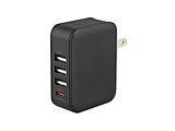 合計出力32Wの超高速充電に対応したコンパクトなAC充電器  ブラック GH-ACUC4C-BK ［20W］