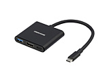�f���ϊ��A�_�v�^ [USB-C �I�X�����X HDMI /USB-A�{USB-C���X(���d�p PD65W�Ή�)] 4K�Ή� �u���b�N GH-MHC3A-BK �m4K�n