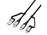 4in1 �[�d�P�[�u�� ( USB Type C + USB A to USB Type C + microUSB ) PD 60W�Ή� �P�[�u�� 1m iPad Macbook Chromebook Android Xperia Galaxy OPPO AQUOS �ȂǊe��Ή� �[�d�� �u���b�N  �u���b�N MPA-AMBCC10BK