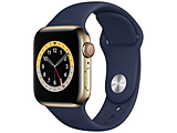 Apple Watch Series 6（GPS + Cellularモデル）- 40mmゴールドステンレススチールケースとディープネイビースポーツバンド