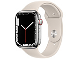 Apple Watch Series 7（GPS+Cellularモデル）- 45mmシルバーステンレススチールケースとスターライトスポーツバンド - レギュラー  シルバーステンレススチール MKJV3J/A