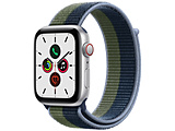 Apple Watch SE（GPS+Cellularモデル）44mmシルバーアルミニウムケースとアビスブルー/モスグリーンスポーツループ  シルバーアルミニウム MKT03J/A 【磁気充電-USB-Cケーブル同梱モデル】