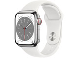 Apple Watch Series 8�iGPS + Cellular���f���j- 41mm�V���o�[�X�e�����X�X�`�[���P�[�X�ƃz���C�g�X�|�[�c�o���h �] ���M�����[ MNJ53J/A