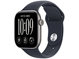 Apple Watch Series 12�iGPS + Cellular���f���j- 42mm�X�y�[�X�O���C�A���~�j�E���P�[�X�ƃl�C�r�[�u���[�X�|�[�c�o���h - S/M  �X�y�[�X�O���C�A���~�j�E�� MJFX4X/A