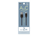USB-A to Type-C�P�[�u�� 2m  �u���b�N NS-25CASAC20-BK
