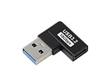 USB変換アダプタ [USB-A オス→メス USB-C /充電 /転送 /USB3.2 Gen2 /左L型]  ブラック U32AC-LFAD