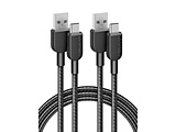 Anker 310 ���ϋv�i�C���� USB-A & USB-C�P�[�u�� 1.8m 2�{�Z�b�g  �u���b�N B81G6011