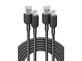 Anker 310 ���ϋv�i�C���� USB-A & USB-C�P�[�u�� 3.0m 2�{�Z�b�g  �u���b�N B81G7011 �mUSB-A �� USB-C�n �y864�z