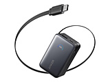 ���o�C���o�b�e���[ Nano Power Bank (10000mAh 45W ����莮 USB-C�P�[�u��)  �u���b�N A1638N11 �mUSB Power Delivery�Ή� /2�|�[�g�n
