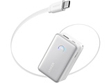 ���o�C���o�b�e���[ Nano Power Bank (10000mAh 45W ����莮 USB-C�P�[�u��)  �z���C�g A1638N21 �mUSB Power Delivery�Ή� /2�|�[�g�n