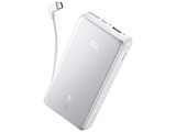 ���o�C���o�b�e���[ Zolo Power Bank (20000mAh�A22.5W�ABuilt-In USB-C�P�[�u��)  �z���C�g A110EN21 �mUSB Power Delivery�Ή� /2�|�[�g�n