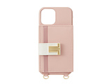 LANVIN en Bleu - Wrap Case Pocket Monogram with Neck Strap for iPhone 13 Pro [ Smoky Pink ]