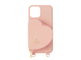 LANVIN en Bleu - Wrap Case Pocket Simple Heart with Pearl Type Neck Strap for iPhone 13 Pro Max [ Sweet Pink ]