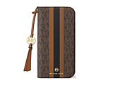 MICHAEL KORS - �t�H���I �P�[�X �X�g���C�v �^�b�Z���`���[���t  Magsafe�Ή�  iPhone 16 Pro�i6.3�C���`�j �P�[�X  Brown MKSTTCBRWFLIP2463P